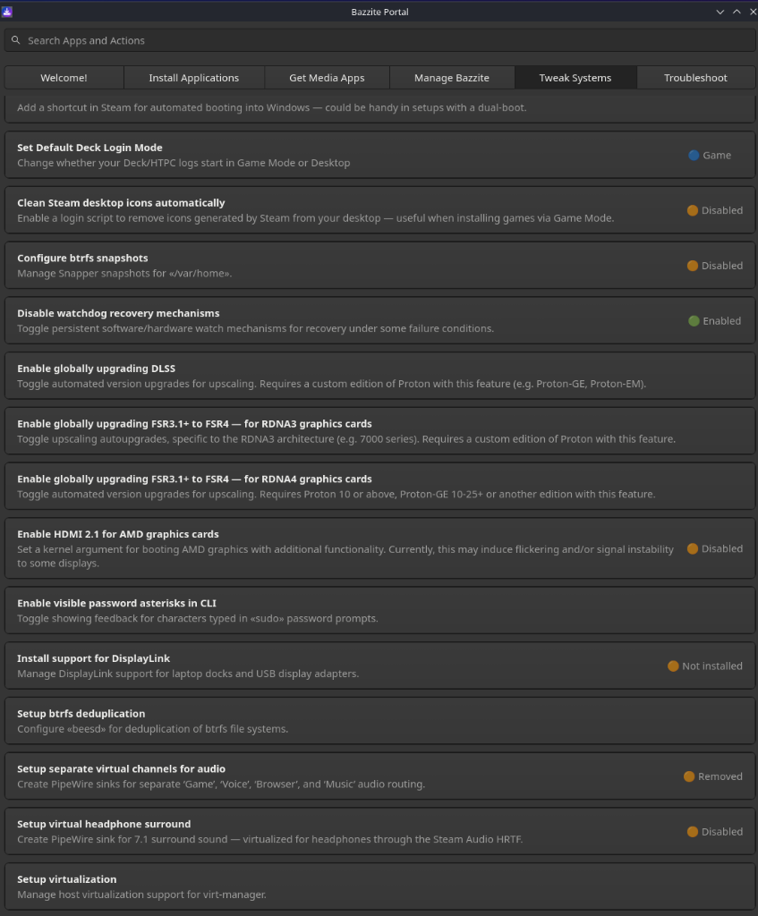 Bazzite Portal System Tweaks
